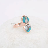 Pink Opal Ring - Solid Silver - Rose Gold Plated Ring - 9mm Double Heart Ring - Man Made Jewelry - Gift For Fiancée - Jewelry For Sale